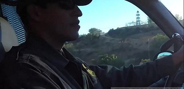  Border patrol creampie Brunette gets pulled over for a cavity search